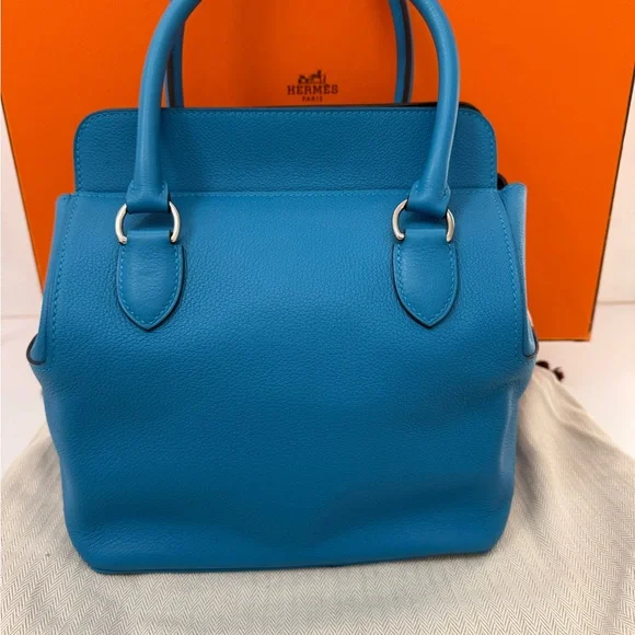 New Hermès Toolbox 20 Bleu Swift Leather Full Set Palladium Hardware Bag - Picture 6 of 16